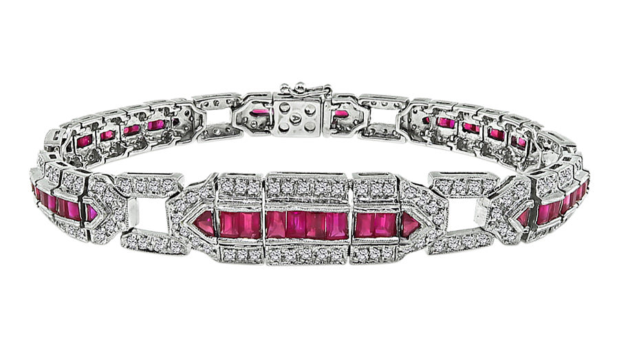 Estate 3.75ct Ruby 2.75ct Diamond Gold Bracelet