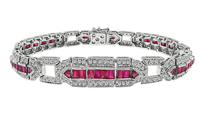 Estate 3.75ct Ruby 2.75ct Diamond Gold Bracelet