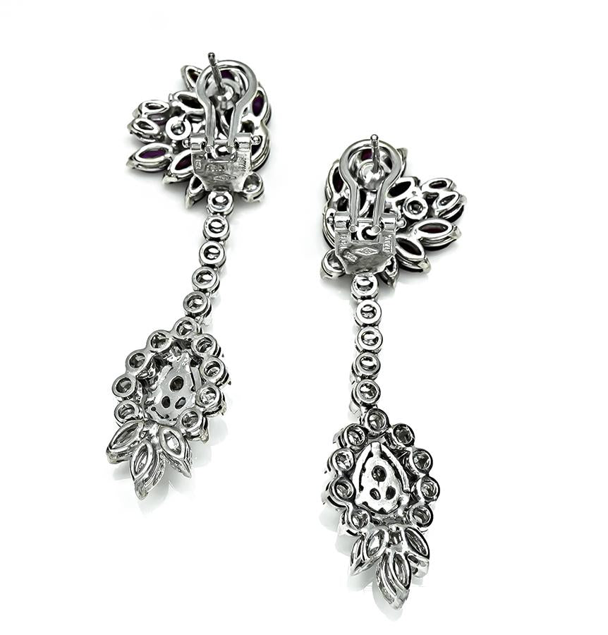 Estate 5.00ct Ruby 2.00ct Diamond Chandelier Earrings
