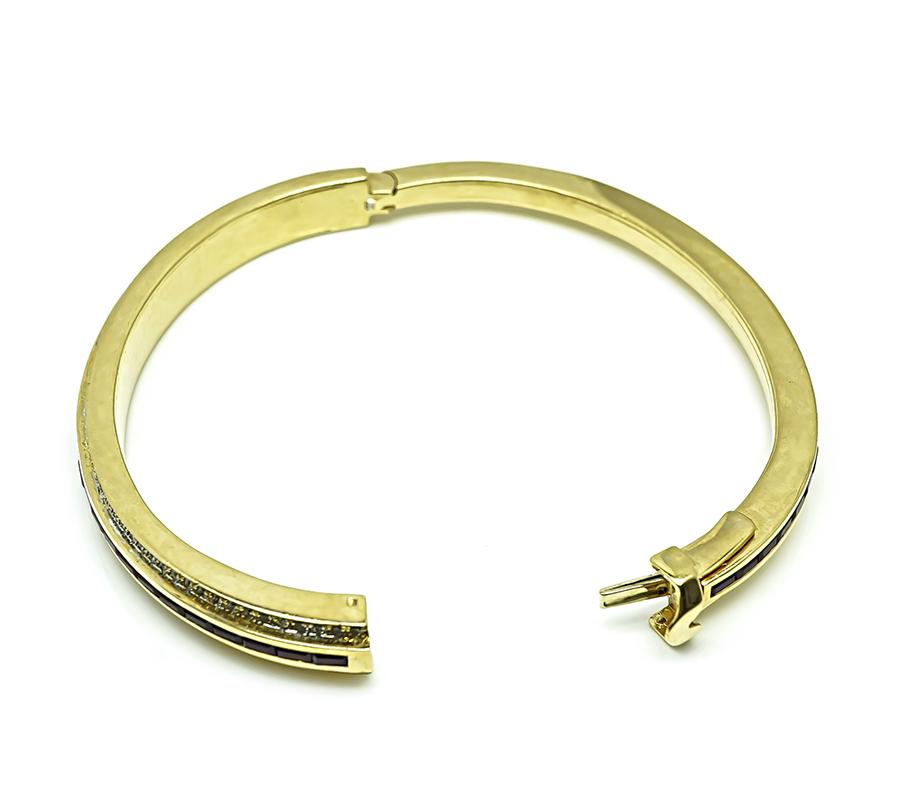 Estate 1.20ct Diamond 1.20ct Ruby Gold Bangle