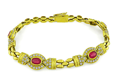 Estate 4.00ct Ruby 1.75ct Diamond Gold Bracelet
