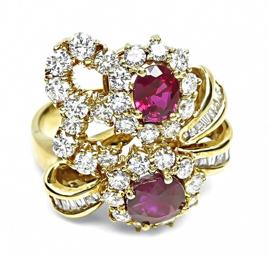 45.00ct Diamond 31.00ct AGL Burma Ruby Gold Necklace Earrings and Ring Set