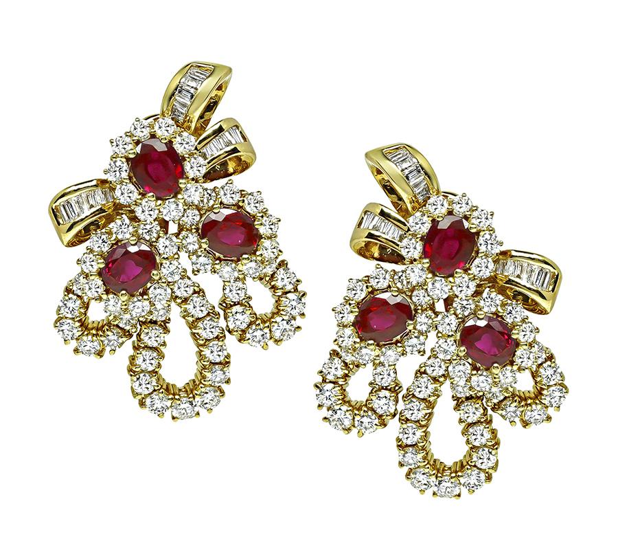 45.00ct Diamond 31.00ct AGL Burma Ruby Gold Necklace Earrings and Ring Set