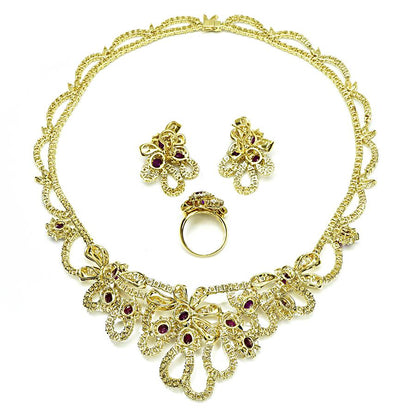 45.00ct Diamond 31.00ct AGL Burma Ruby Gold Necklace Earrings and Ring Set