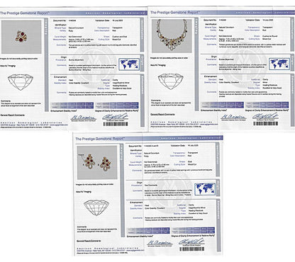 45.00ct Diamond 31.00ct AGL Burma Ruby Gold Necklace Earrings and Ring Set