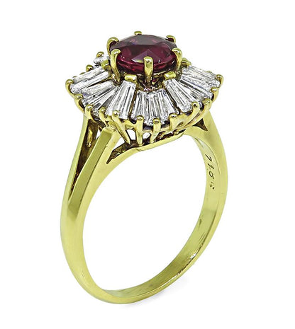 Estate 1.00ct Ruby 0.75ct Diamond 18k Yellow Gold Ring