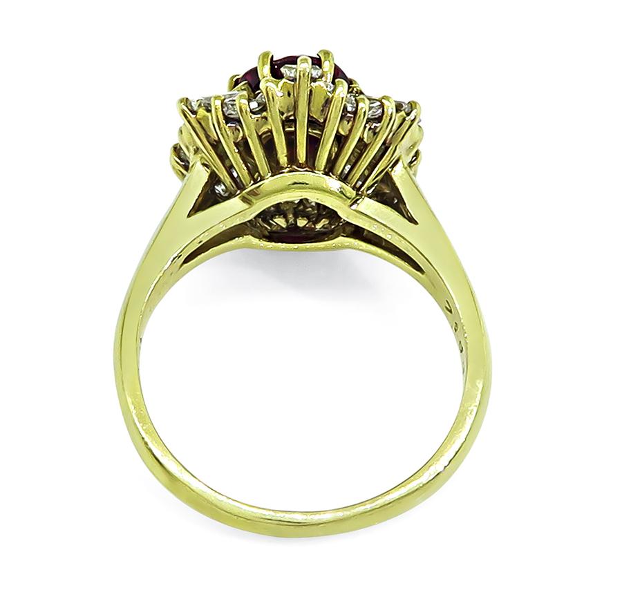 Estate 1.00ct Ruby 0.75ct Diamond 18k Yellow Gold Ring