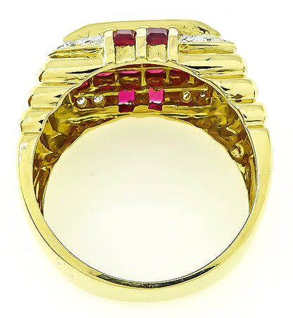 Estate 1.00ct Ruby 0.30ct Diamond Gold Ring