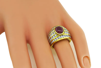 Estate 2.00ct Ruby 2.50ct Diamond Yellow Gold Ring