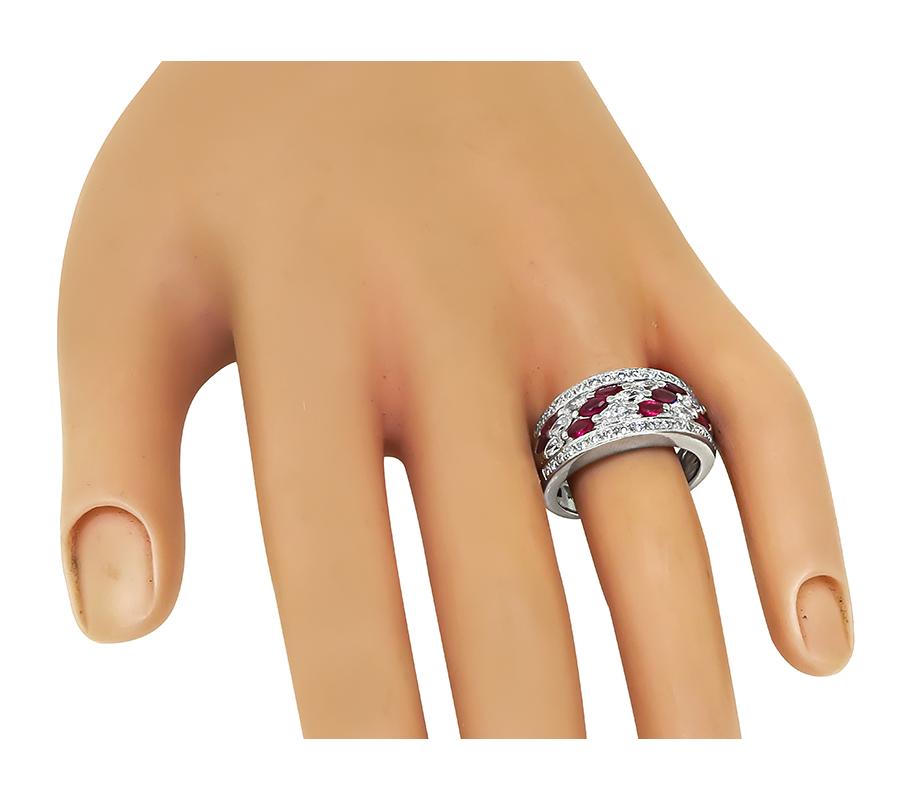 Estate 1.04ct Ruby 0.95ct Diamond Platinum Ring