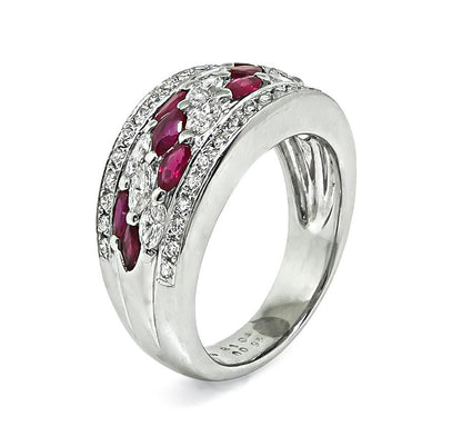 Estate 1.04ct Ruby 0.95ct Diamond Platinum Ring