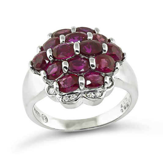 Estate 3.30ct Ruby 0.12ct Diamond Ring