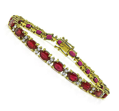 Estate 18.00ct Ruby 0.80ct Diamond 18k Yellow Gold Bracelet
