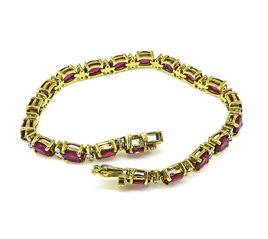 Estate 18.00ct Ruby 0.80ct Diamond 18k Yellow Gold Bracelet