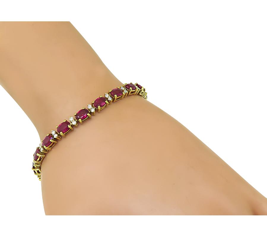 Estate 18.00ct Ruby 0.80ct Diamond 18k Yellow Gold Bracelet