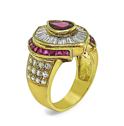Estate 0.87ct Ruby 1.61ct Diamond 18k Yellow Gold Ring