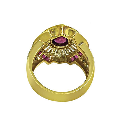 Estate 0.87ct Ruby 1.61ct Diamond 18k Yellow Gold Ring