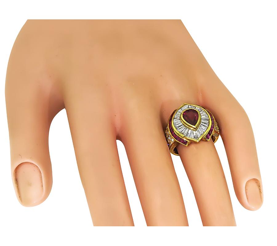 Estate 0.87ct Ruby 1.61ct Diamond 18k Yellow Gold Ring
