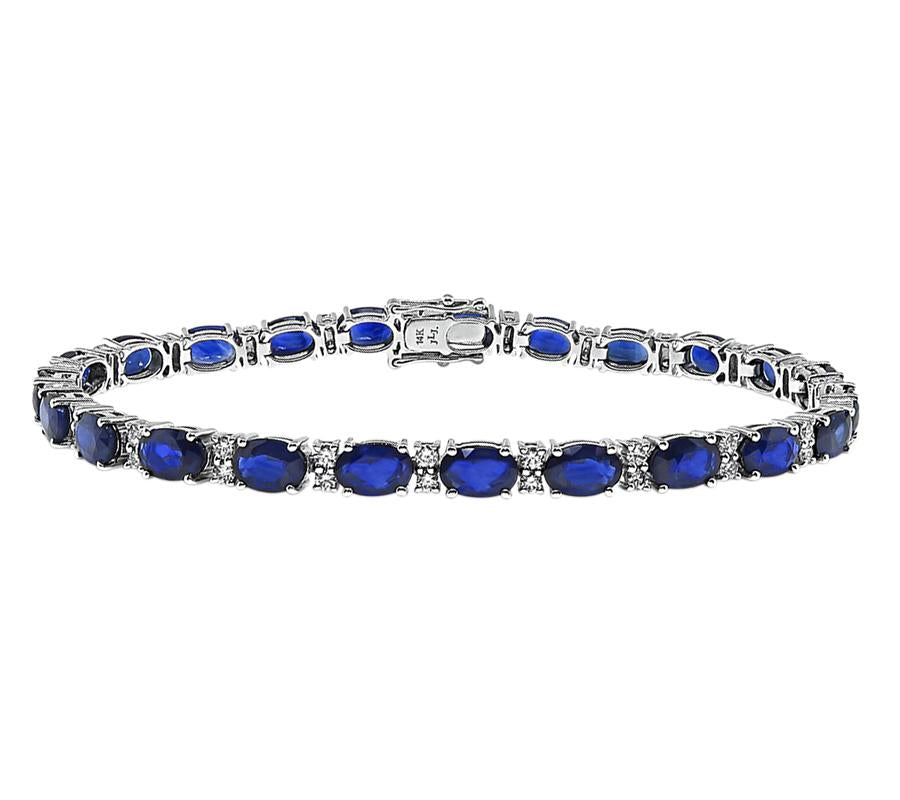 Estate 17.25ct Sapphire 0.90ct Diamond 14k White Gold Bracelet