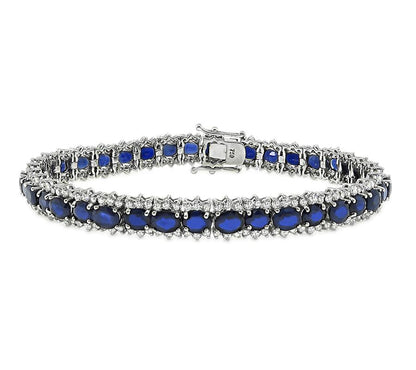 Estate 16.00ct Sapphire 5.00ct Diamond 18k White Gold Bracelet