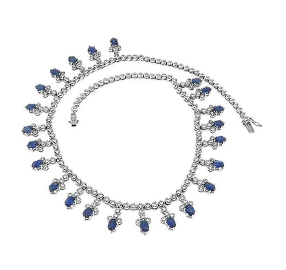 Estate 20.70ct Sapphire 4.00ct Diamond 18k White Gold Necklace