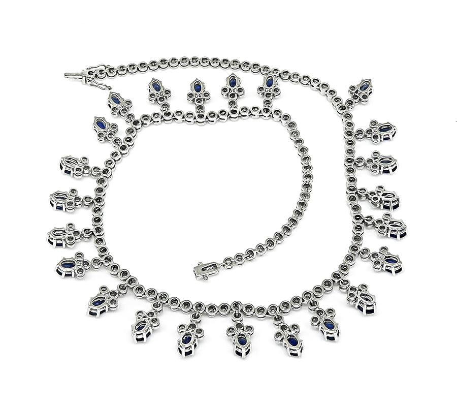 Estate 20.70ct Sapphire 4.00ct Diamond 18k White Gold Necklace