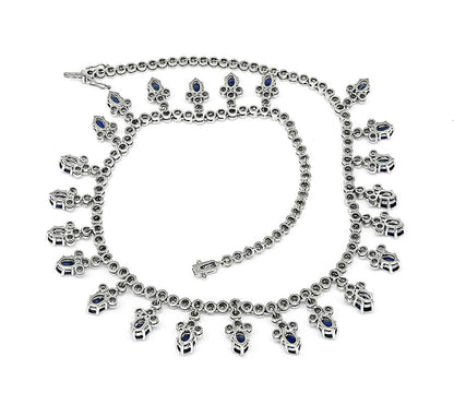 Estate 20.70ct Sapphire 4.00ct Diamond 18k White Gold Necklace