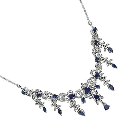 Estate 9.00ct Sapphire 1.50ct Diamond 14k Gold Necklace