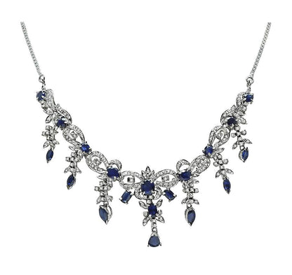 Estate 9.00ct Sapphire 1.50ct Diamond 14k Gold Necklace