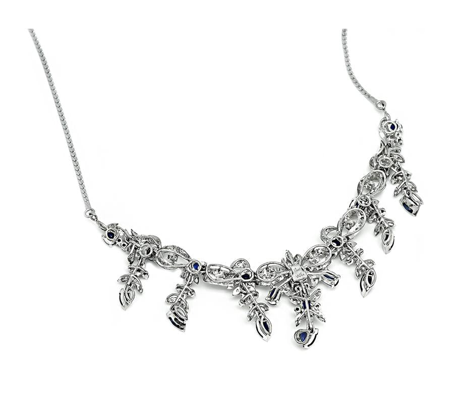 Estate 9.00ct Sapphire 1.50ct Diamond 14k Gold Necklace