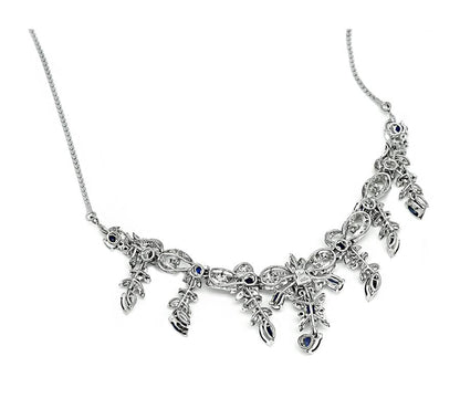 Estate 9.00ct Sapphire 1.50ct Diamond 14k Gold Necklace
