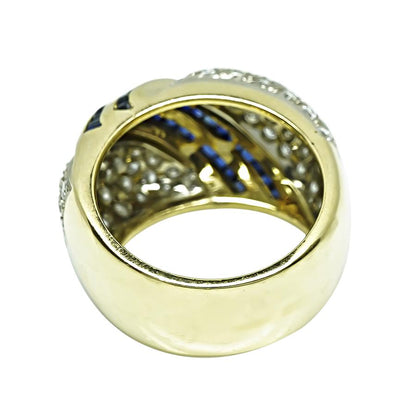 Estate 1.50ct Diamond 1.25ct Sapphire 18k Yellow and White Gold Ring