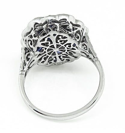 Estate 2.50ct Center Sapphire 1.80ct Diamond Gold Ring