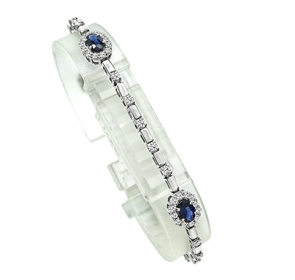 Estate 2.00ct Sapphire 2.00ct Diamond 18k White Gold Bracelet