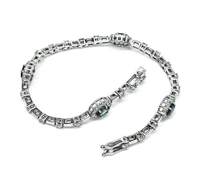 Estate 2.00ct Sapphire 2.00ct Diamond 18k White Gold Bracelet