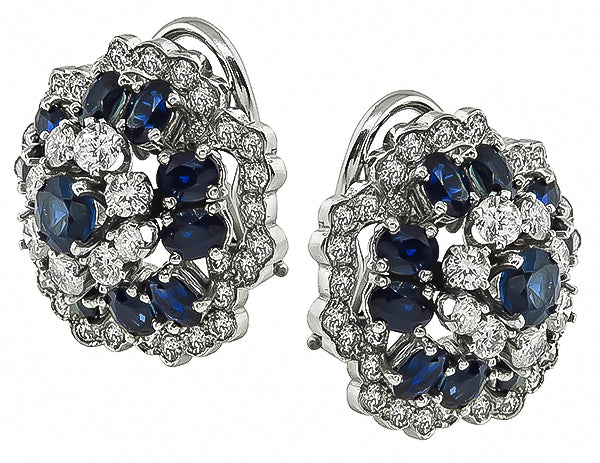 Estate 3.50ct Sapphire 2.25ct Diamond Earrings