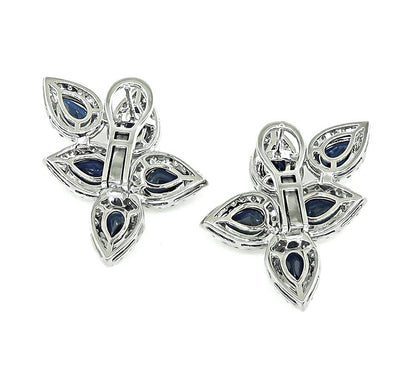 Estate 10.00ct Sapphire 3.00ct Diamond 14k Gold Earrings