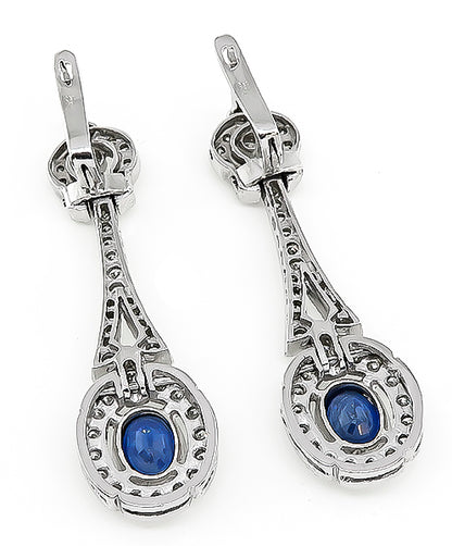 Estate 1.50ct Diamond 1.80ct Sapphire Drop Earrings