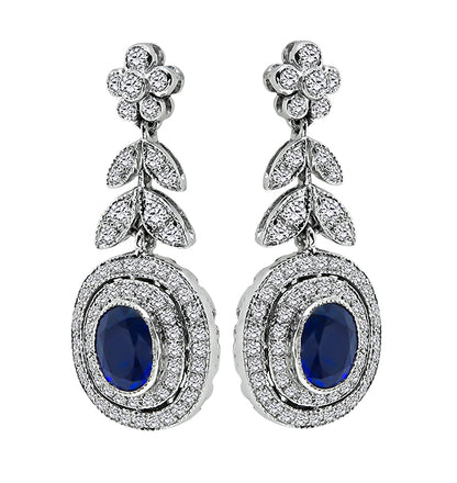 Estate 2.15ct Sapphire 0.95ct Diamond Dangling Earrings