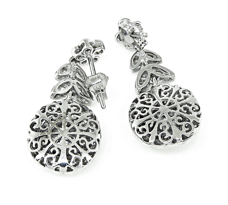 Estate 2.15ct Sapphire 0.95ct Diamond Dangling Earrings