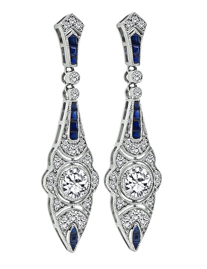 Estate 1.72ct Diamond 0.78ct Sapphire Earrings