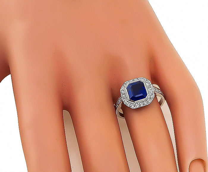 Estate 2.01ct Sapphire 0.60ct Diamond Engagement Ring