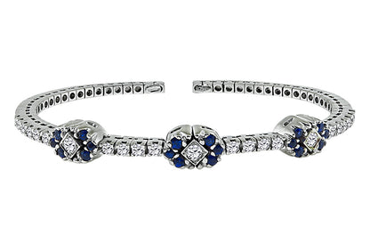 Estate 1.00ct Diamond Sapphire White Gold Bangle