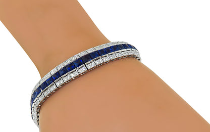 Art Deco 21.00ct Sapphire 3.70ct Diamond Bracelet