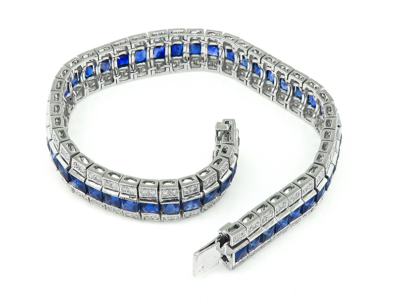 Art Deco 21.00ct Sapphire 3.70ct Diamond Bracelet