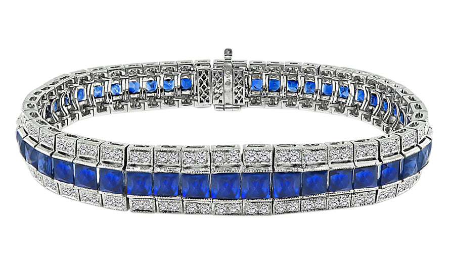 Art Deco 21.00ct Sapphire 3.70ct Diamond Bracelet