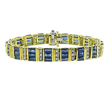 Estate 2.25ct Sapphire 1.70ct Diamond Gold Bracelet