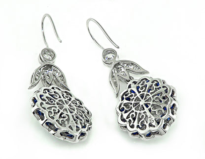 Estate 5.75ct Sapphire 0.79ct Diamond Earrings