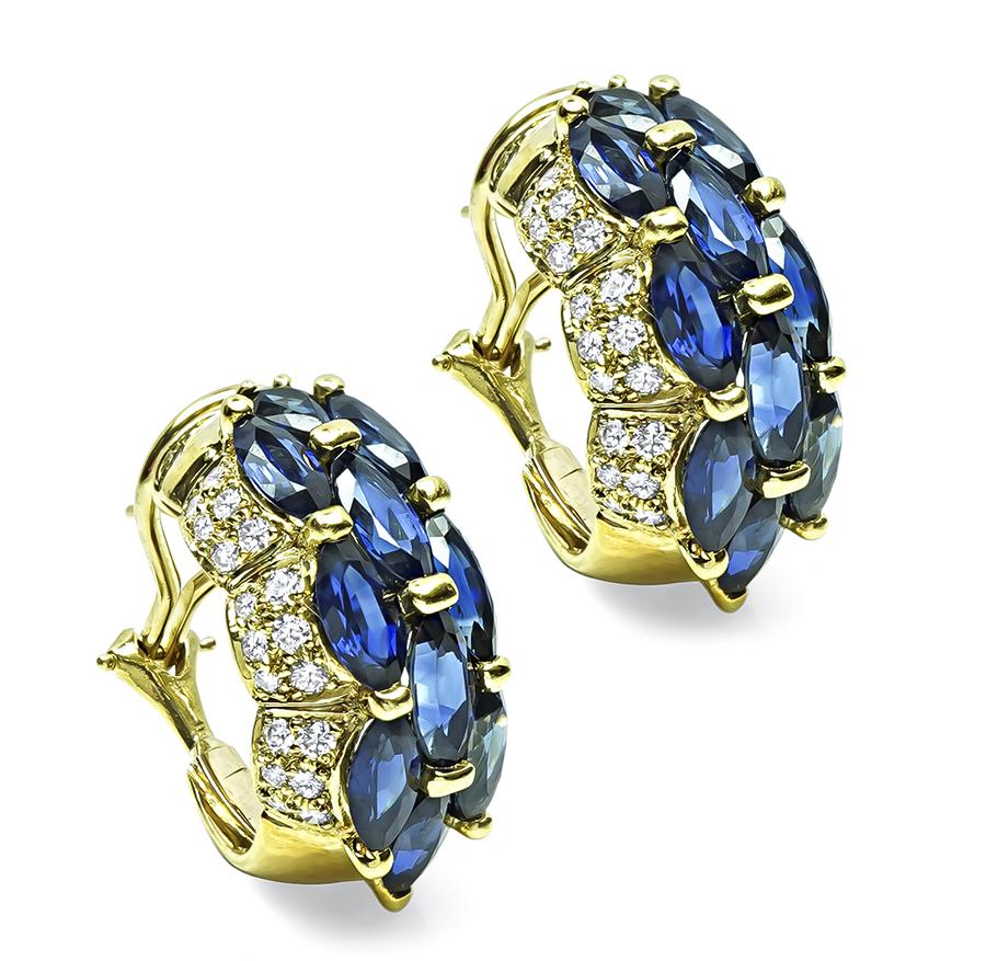 Estate 8.00ct Sapphire 1.40ct Diamond 18k Gold Earrings