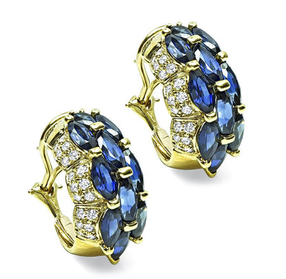 Estate 8.00ct Sapphire 1.40ct Diamond 18k Gold Earrings